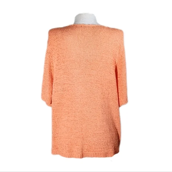 Koret Woman Short Sleeve Knit Blouse Orange Multicolor Plus Size XXL - Picture 8 of 11